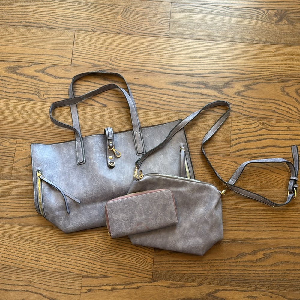 Dusty Purple Faux Leather 3 Piece Set